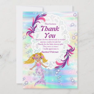Remerciements Magique Rainbow Baby Mermaids Carte de remerciemen