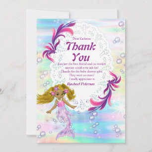 Remerciements Magique Rainbow Baby Mermaids Carte de remerciemen