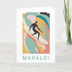 Remerciements Mahalo carte de remerciements, design de surfer