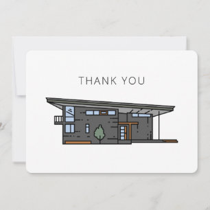 Remerciements Maison moderne du milieu du siècle Carte de remerc