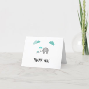 Remerciements Mammy Baby Elephant avec nuages Carte de remerciem