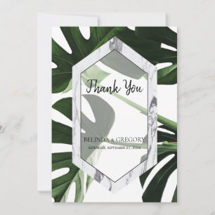 Remerciements Mariage en marbre de Monstera Tropical Carte de re