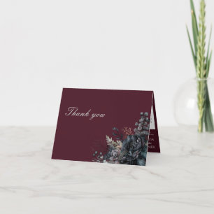 Remerciements Mariage floral gothique foncé plié Carte de remerc