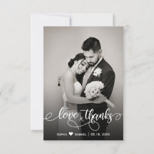 Remerciements Mariage Photo Love and Thanks Carte de remerciemen