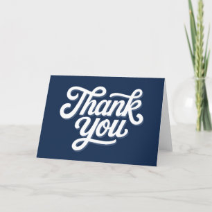 Remerciements Marine Blue Calligraphie Bold Carte de remerciemen