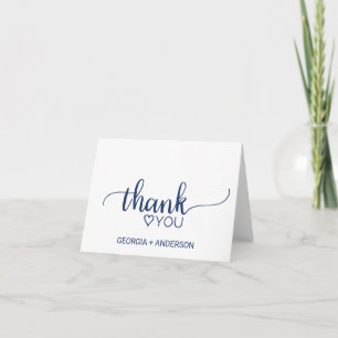Remerciements Marine Blue Simple Calligraphie Carte de remerciem