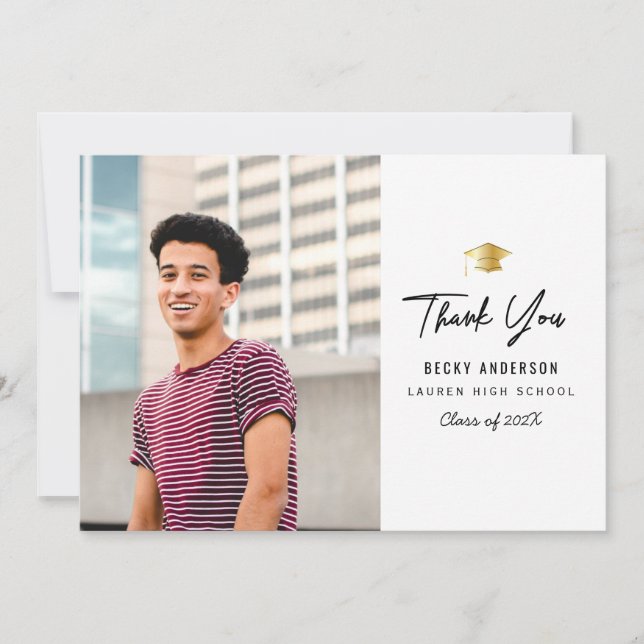 Remerciements MERCI| Carte simple de fin d'études secondaires (Devant)