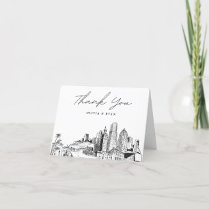 Remerciements Miami Skyline Sketch Modern Blair Carte de remerci