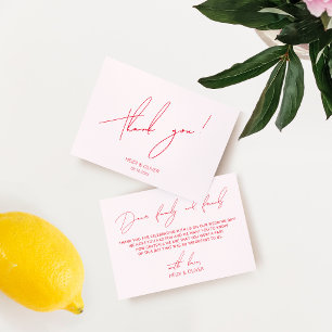 Remerciements Minimaliste simple rose et rouge Carte de remercie