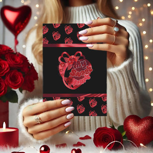 Remerciements Mon Coeur Doux Rouge brillant Carte de remerciemen