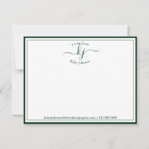 Remerciements Monogramme Forêt Vert Du Bureau De La Carte Note