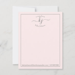 Remerciements Monogramme Script Blush Du Bureau De La Carte Note