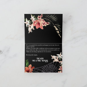 Remerciements Moody foncé Goth Floral plié Carte de remerciement