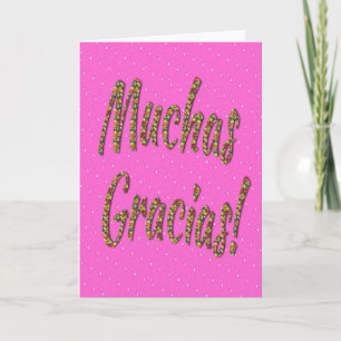 Remerciements "Muchas Gracias !" Carte de voeux en rose