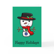 Noël Jolly Snowman Carte de vacances pliée