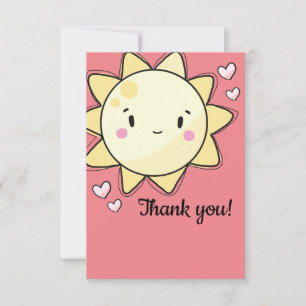 Remerciements Nos Petites Filles Sunshine Pink Carte de remercie