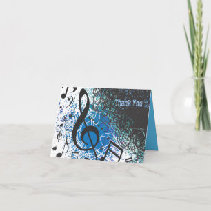 Remerciements NOTES MUSICALES CRAZY Bar Bat mitzvah Carte de rem