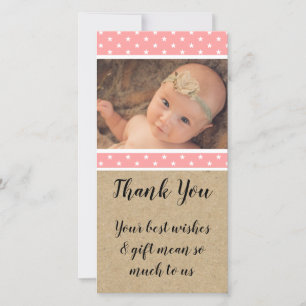 Remerciements Nouveau cadeau bébé corail étoiles photo carte de