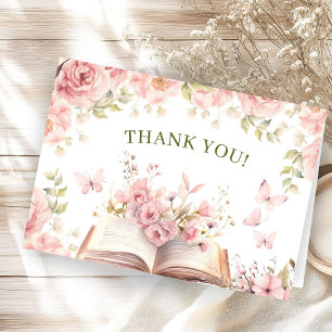 Remerciements Nouveau chapitre Livre Baby Shower Rose Carte de r