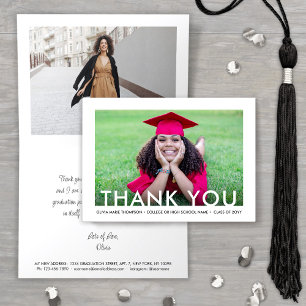 Remerciements Nouvelle adresse Graduation photo plié Carte de re