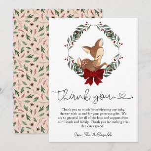 Remerciements Oh Deer Winter Greenery Baby shower Carte de remer