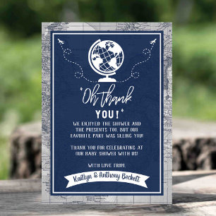 Remerciements "Oh Merci!" Carte de voyage de bébé pour la fête p