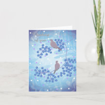 Oiseaux dans un arbre, Carte de vœux "Pensant à to