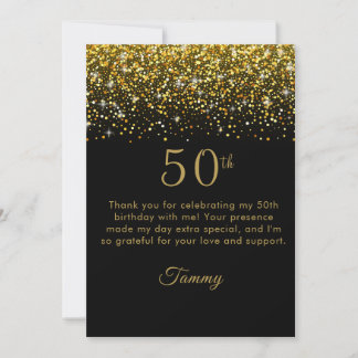 Remerciements Opulent Gold Confetti 50e anniversaire Carte de re