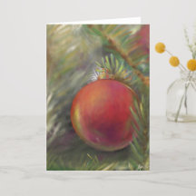 Ornement rouge en arbre - Carte de Noël