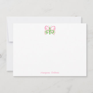 Remerciements Papillon rose nuptiale Carte de note personnalisée