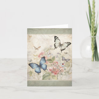 Remerciements Papillons dans le jardin carte de note de style vi