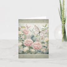 Papillons dans le jardin Carte de note de style vi