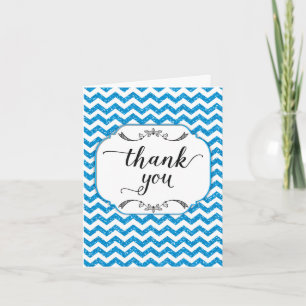 Remerciements Parties scintillant bleue tendance Carte de remerc