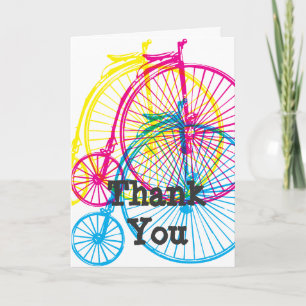Remerciements Penny Farthing carte de voeux thématique vélo