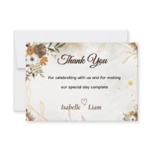 Personnalisable Boho Rustique Carte de remerciemen