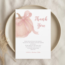 Petit Citrouille Fall Girl Baby Carte de remerciem