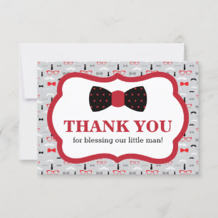 Remerciements Petit Homme Carte de remerciements, Rouge, Noir, C