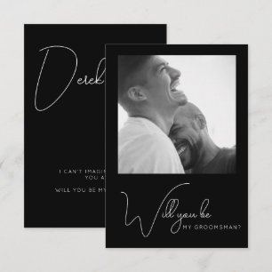 Remerciements Photo chic Carte de proposition de Groomsman noir 