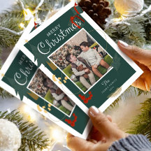 Photo de famille pour carte de Noël verte festive