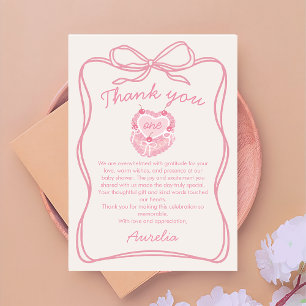 Remerciements Pink Bow Cake Anniversaire Photo Carte de remercie