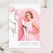 Pink Bow Photo Graduation Arch Carte de remercieme