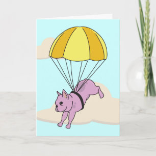 Remerciements Pink French Buldog Umbrella Fun Carte de remerciem