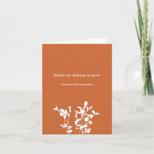 Remerciements Plante en croissance brûlé orange carte de remerci