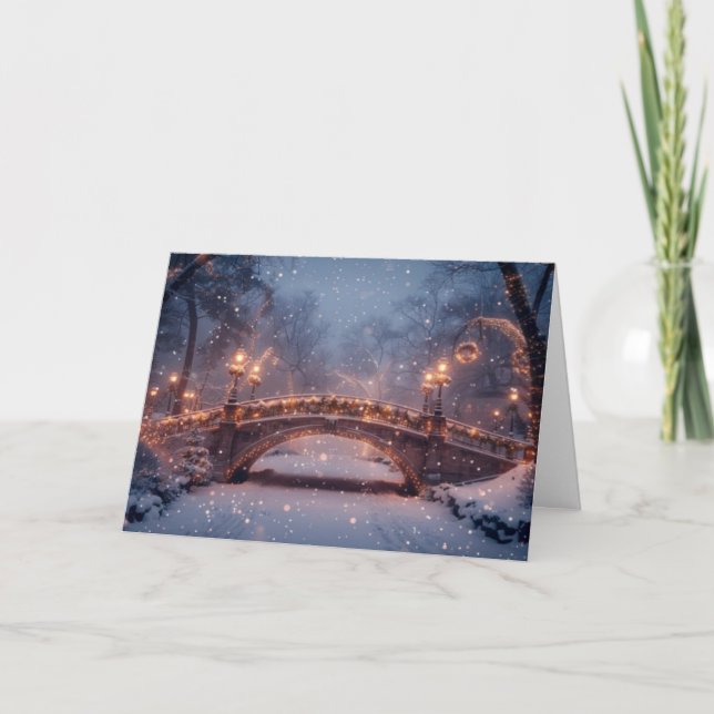 Remerciements Pont couvert de neige - Carte de Noël (Devant)