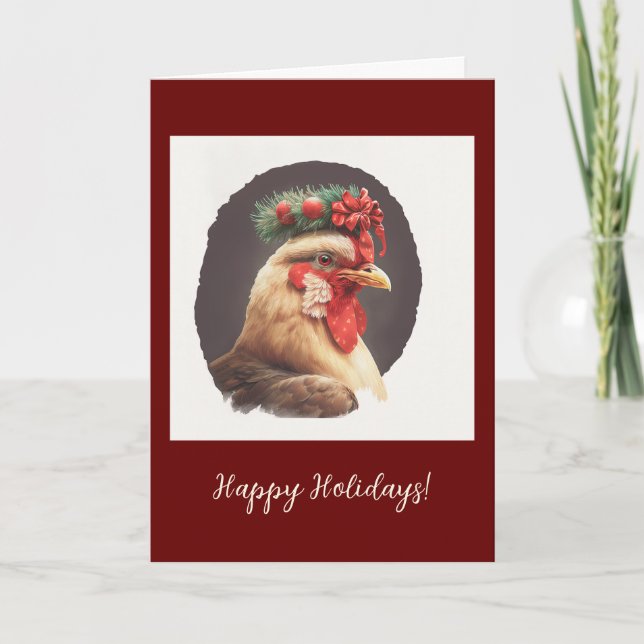 Remerciements Poulet Festif Plié Fête / Carte de Noël (Devant)