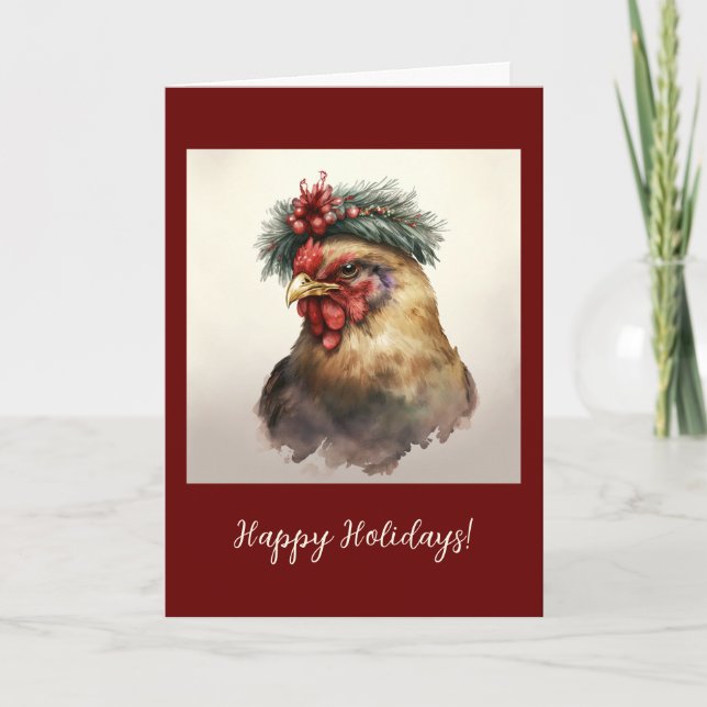 Remerciements Poulet Festif Plié Fête / Carte de Noël (Devant)
