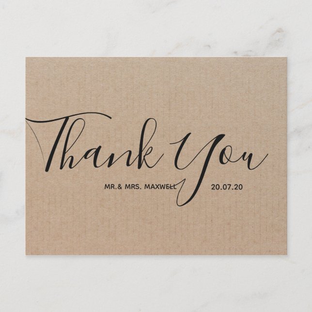Remerciements pour mariage | Carte postale de scri (Devant)