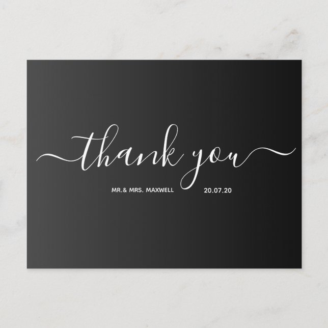 Remerciements pour mariage | Carte postale élégant (Devant)