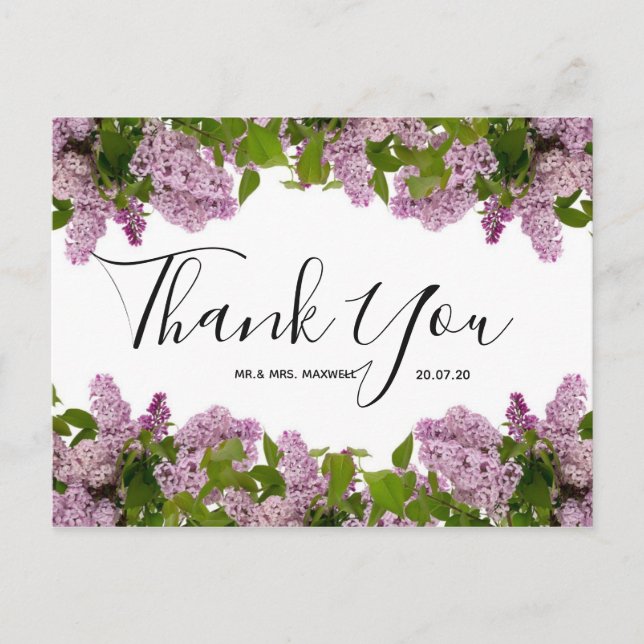 Remerciements pour mariage | Carte Postale Purple  (Devant)