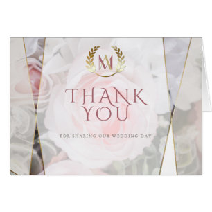 Remerciements pour mariage Rose rose géométrique